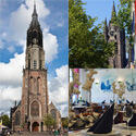 Compilation of the New Church, the Old Church and dining room Delftste Schouw - Custom made daytrips