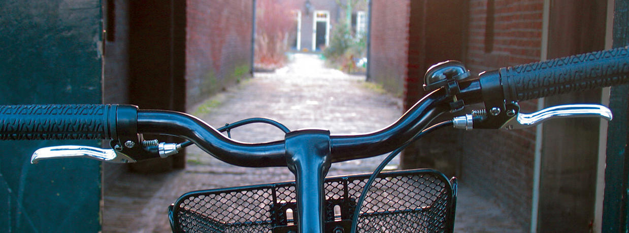 Kick-bike steering wheel at Hofje van Pauw