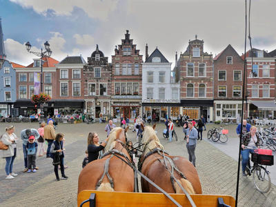 Paardentram op de markt in Delft - Dagtochten Combinatie Delft